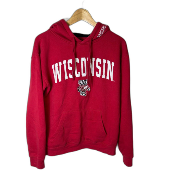 Wisconsin Badgers Campus Heritage Red Embroidered Pullover Hoodie Size M - Picture 3 of 13